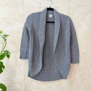 Converse One Star Gray Crochet Open Cardigan Ribbed Trim Long Sleeve Medium